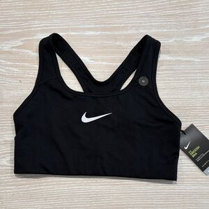 Nike Black and White Swoosh dri-fit Sports Bra sz M medium